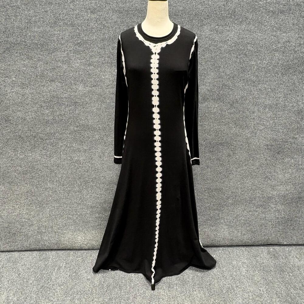 Proenza Schouler Dress Womens L Black Tie Dye Crew Neck Long Sleeve Maxi Jersey